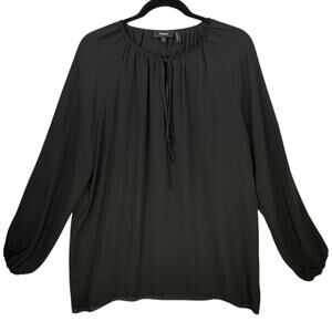 Theory Gathered Silk Blouse Top Womens Medium Sheer Keyhole Capsule Office